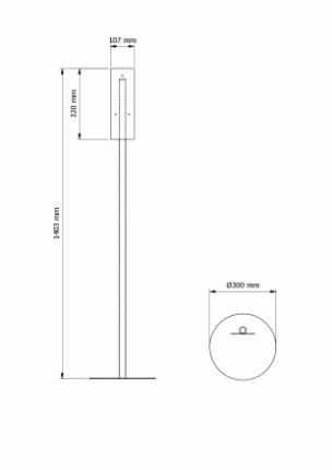 3135-gulvstander til desinfektionsdispenser, sort